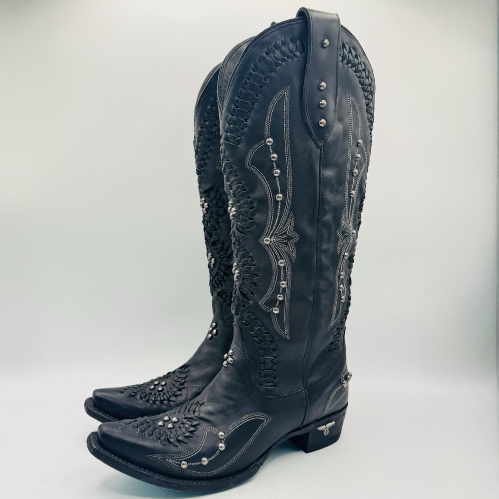 Lane Cossette Boots Women's Size 8 Black Leather Studs